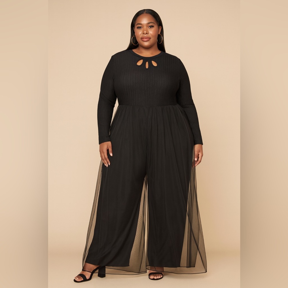 NWOT Unique Black Textured Jumpsuit